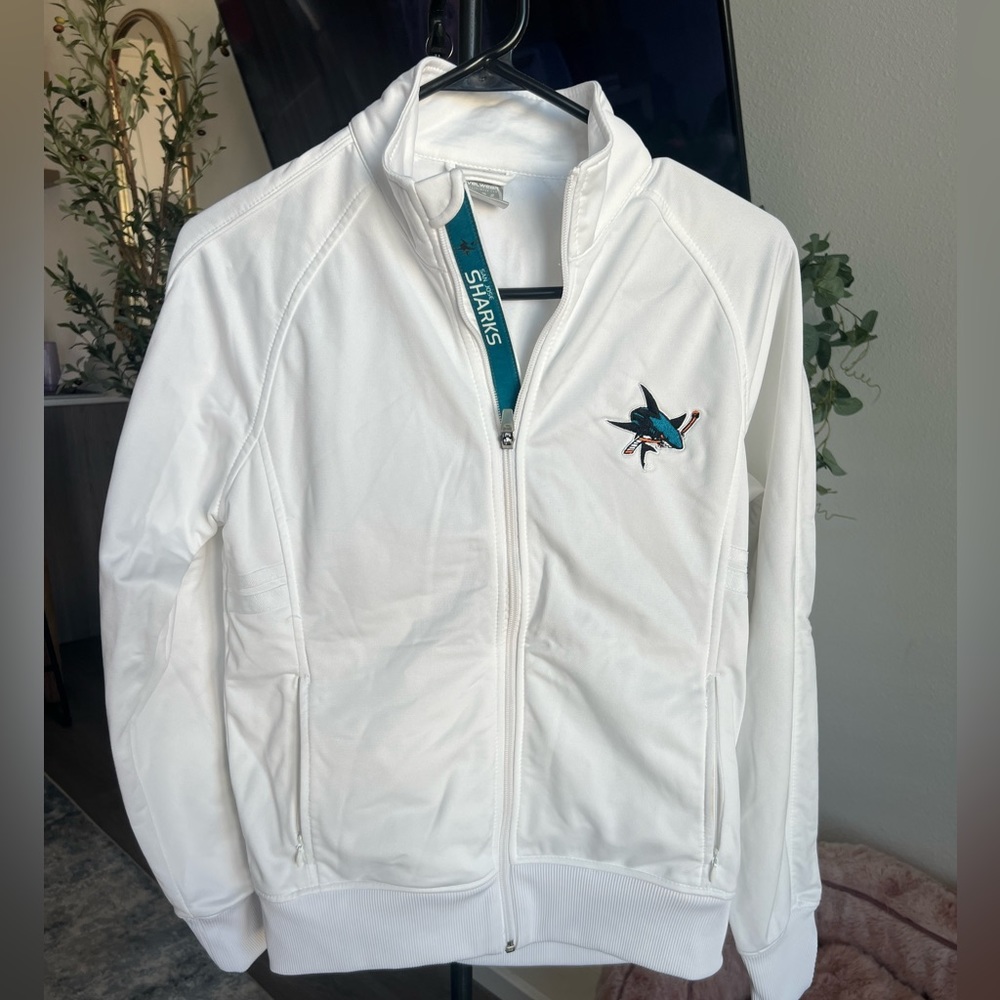 San Jose Sharks White Zip-Up - Size S